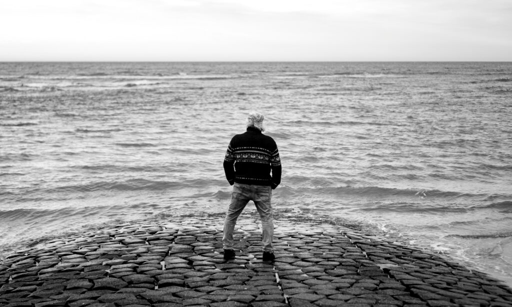 Is the sea dying. Old man contemplating