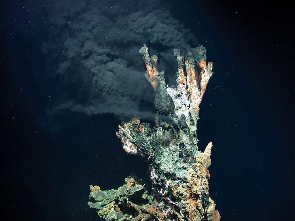The Candelabra black smoker venting at 3,300 metres depth on the Mid-Atlantic Ridge